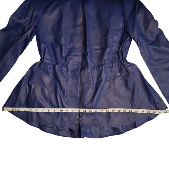 Akris Punto Lambskin Jacket Size 12 Blue - Picture 9 of 12